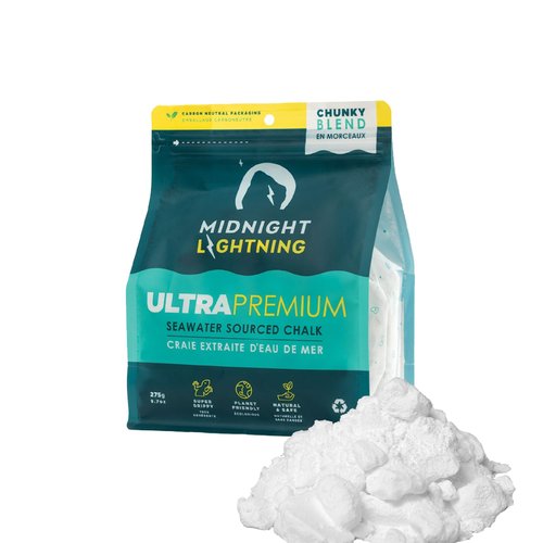 Midnight Lightning Seawater-Sourced Climbing Chalk - Loose Chalk for Rock Climbing, Bouldering, Gym Weight Lifting, & Gymnastics - Chunky Chalk - 275g