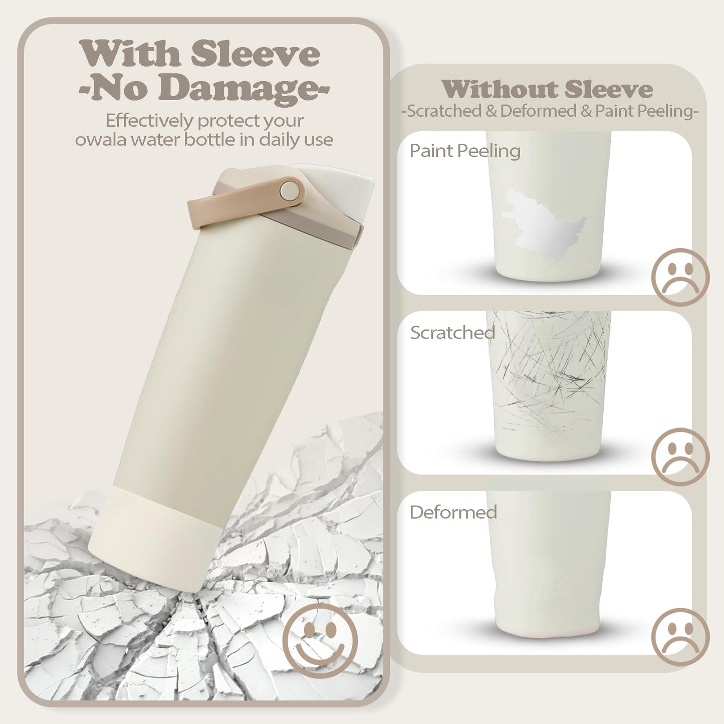 Kaitiaki 2PCS Silicone Boots for Owala 30oz & 40oz FreeSip Sway Bottles & Tumblers – Non-Slip, Scratch-Resistant, Stability Enhancer for Owala Accessories (Ivory White)