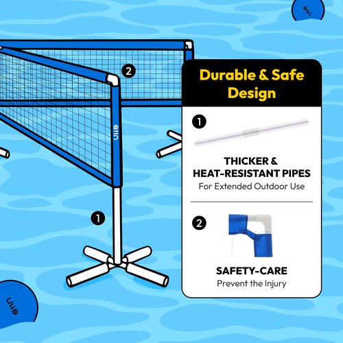 A11N 4-Way Volleyball Pool Net, Adjustable Height, 4-Player Swimming Pool Game Volleyball Net for Pool with Stabilizing System