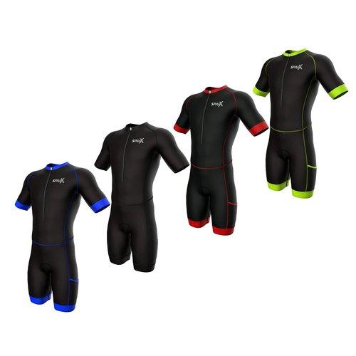 Sparx Men Triathlon Suit Short Sleeve Aero Tri Suit (Black/Red, Large)