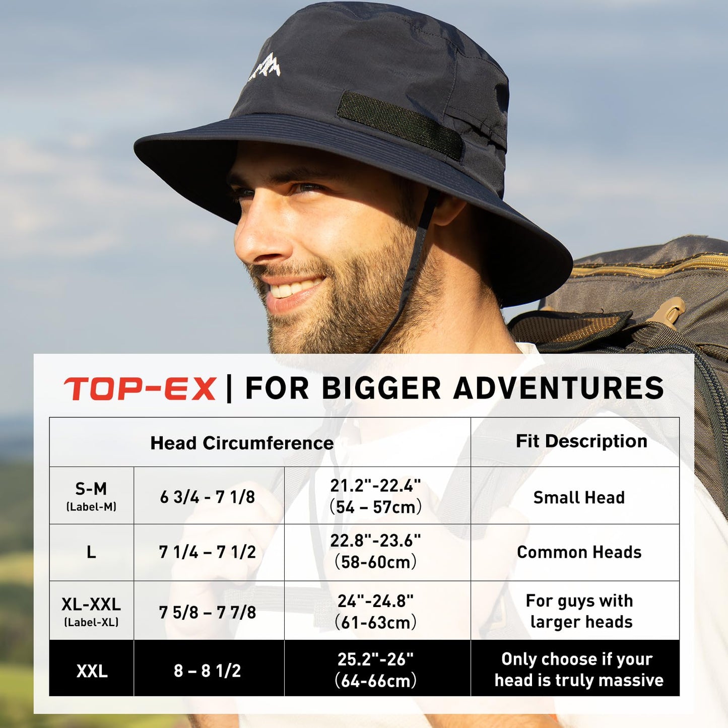 TOP-EX Waterproof Mens Bucket Sun Bucket Hat, Boonie Hiking Fishing Beach Safari Hats for Summer Rain Cap Shade Outdoor - UV Protection SPF Wide Brim Sunhat, Green XL/XXL