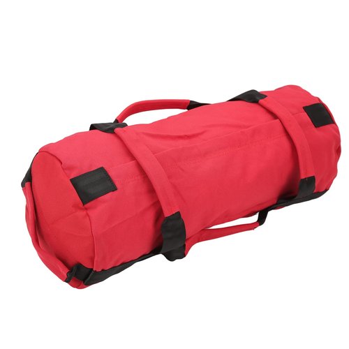 Workout Sandbag Oxford Fabric 6 Handles Easy Adjustment Multi Purpose Fitness Weight Bag with Filler Bags for Indoor Gym (Red)