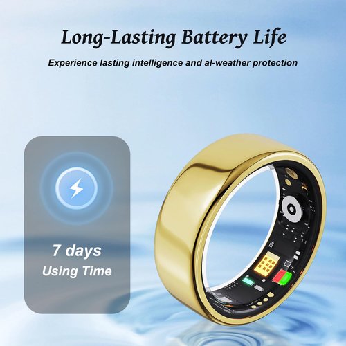 Smart Ring for Women Men,Birthday Gifts for Women Men - Health & Activity Tracker with Heart Rate,Sleep Monitoring/Blood Oxygen/Motion Tracking,Waterproof & No Subscription Required Gold 9