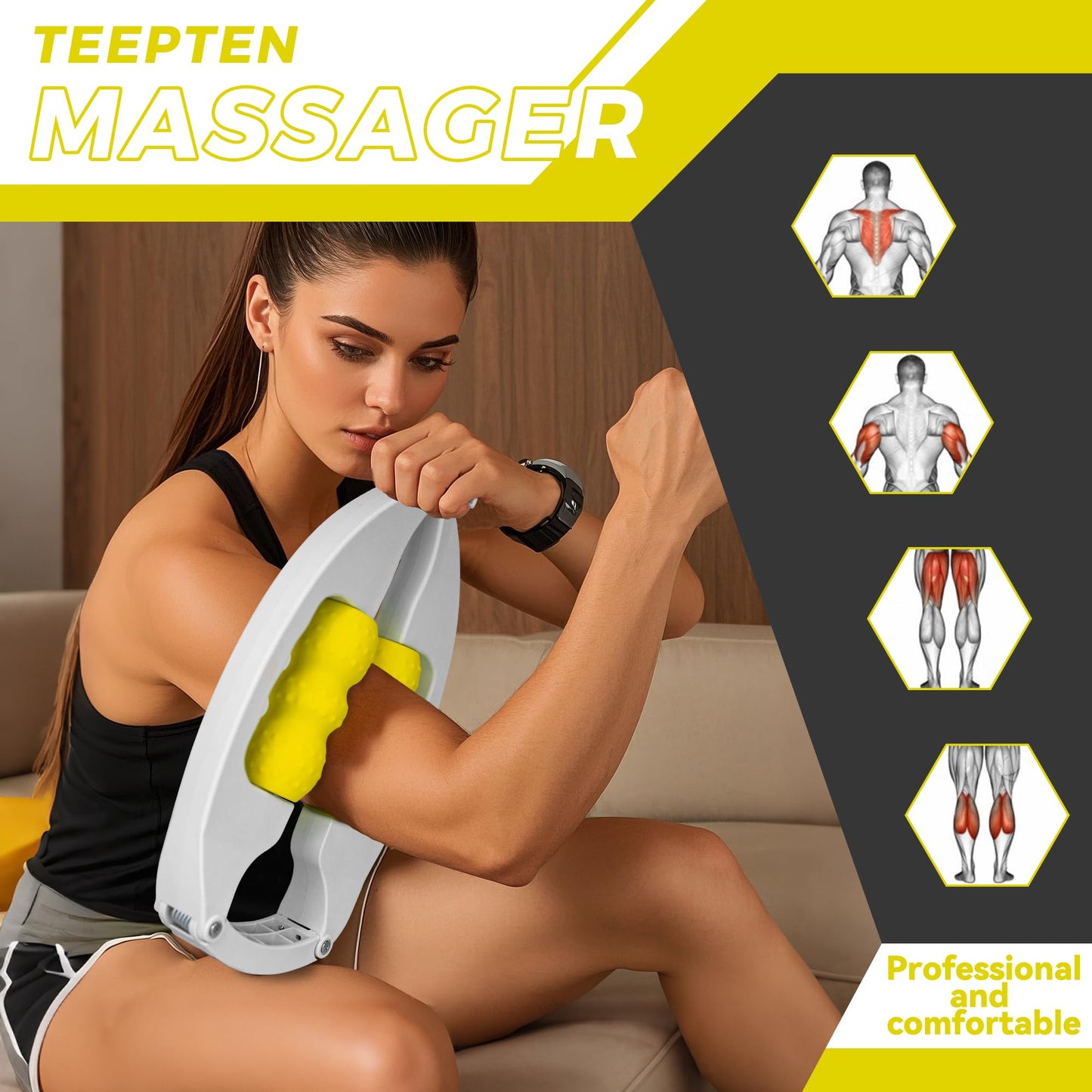 teepten Arm Massager & Forearm Massager, Adjustable Foam Roller, Trigger Point Muscle for Calves, Tennis & Golfers Elbow Pain Release, Roller for Muscle Tightness & Faster Recovery