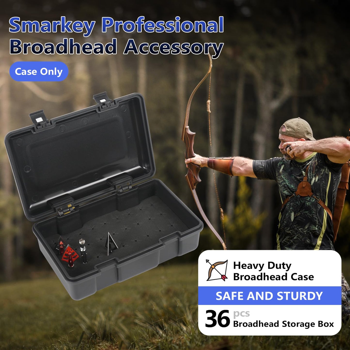 Smarkey Broadhead Storage Box Case for Compound Hunting Bow and Crossbow Accessory - 36PCS Stroage