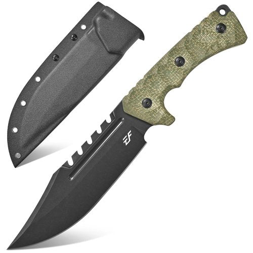 Eafengrow EF161 Fixed Blade Knife Sleipner Steel Blade Micarta Handle Full Tang EDC Tool Fix Knifes for Camping Hunting Bushcraft(Green)