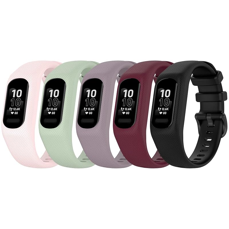 5 Pack Bands Compatible with Garmin Vivosmart 5 Watch - Small Size, Silicone Replacement Sport Straps (Variation: 5 Pack A+Small Size)