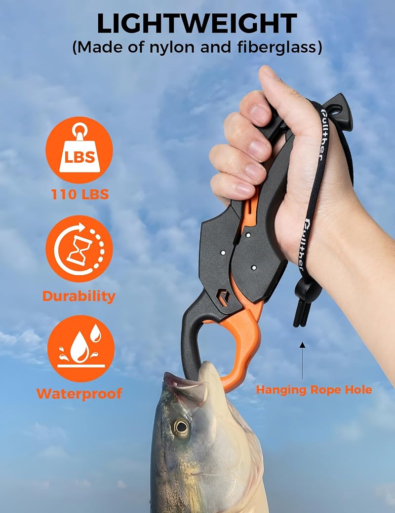 9.2in Fish Gripper Pliers - Multi-Function Saltwater/Lip Grabber with Wire Cut & Split-Ring Openers (Variation: 9" Fishing Pliers Orange)