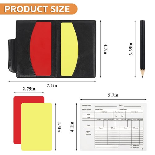 AzReference Soccer Referee Card Set, Red and Yellow Warning Cards with Record Paper, Pencil, Card Storage Wallet, Soccer Referee Kit for Football Matches, Training, Sports Games (2 Pack Cards)