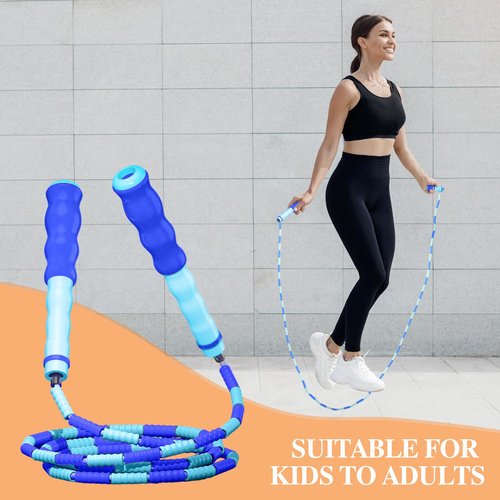 Beaded Jump Rope for Kids, Durable Shatterproof Skipping Rope, Adjustable Jump Ropes for 4 5 6 7 8 9 10 11 12