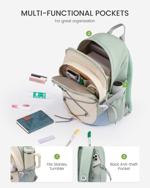 LOVEVOOK School Backpack for Teen Girls, Waterproof Student Backpack Purse, Cute Kid Bookbag with Chest Strap, Back to School Backpacks Fit 15.6 Inch Laptop, College Travel Back Pack Casual Daypack