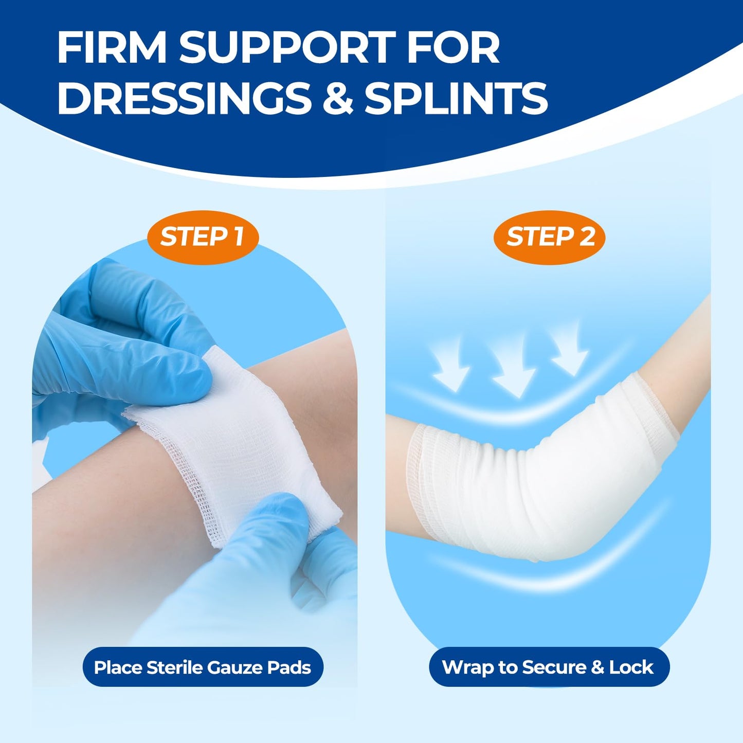 Sterile Gauze Rolls, 3in x 4.1 Yards, Conforming Stretch Gauze Bandage, Pack of 12, Firm Support for Dressings and Splints, Latex-Free First Aid Supplies Individually Wrapped with Bonus Tape