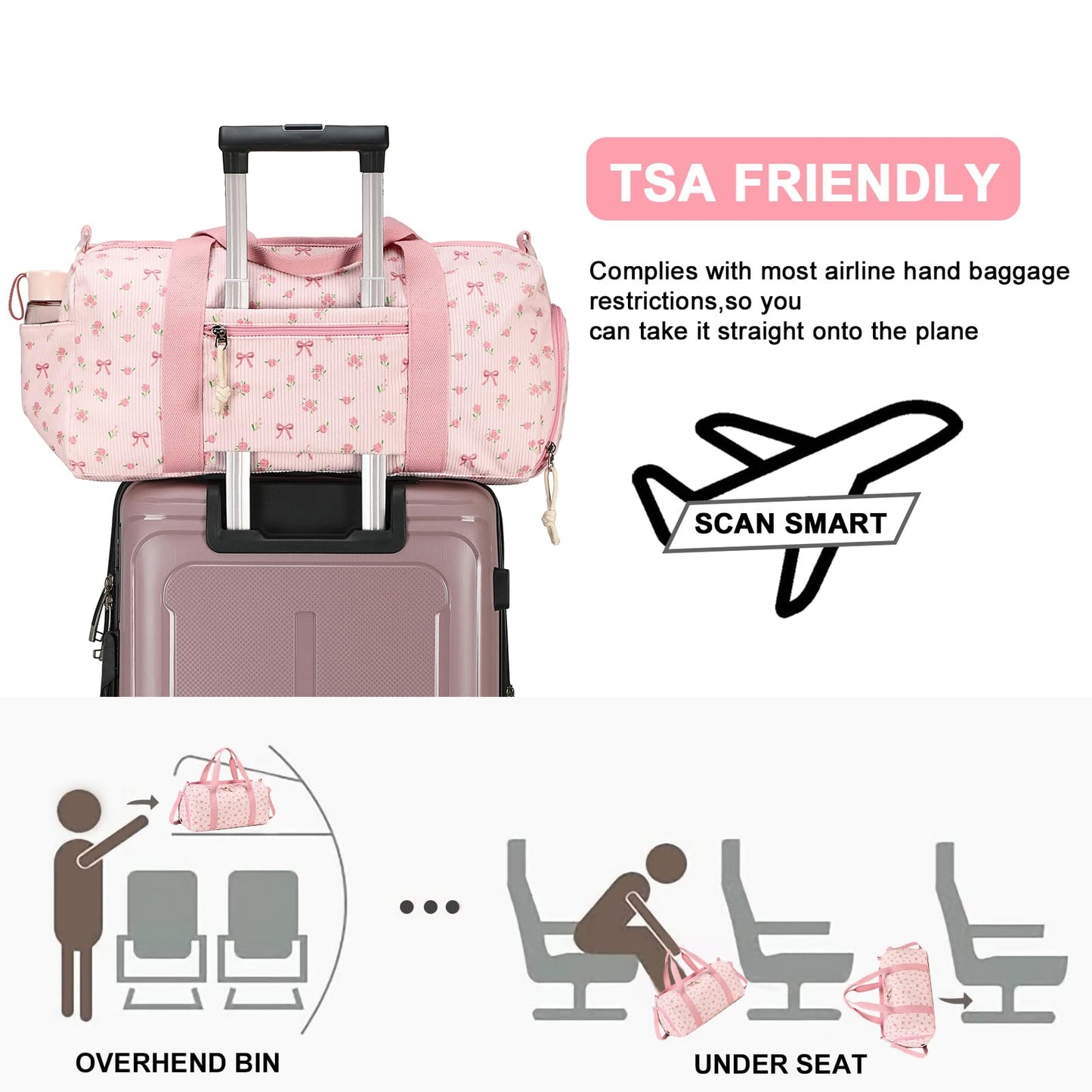 BLUBOON Duffle Bag Girls Kids Cute Gym Bag with Shoes Compartment & Wet Separation Waterproof Sports Overnight Travel Bag