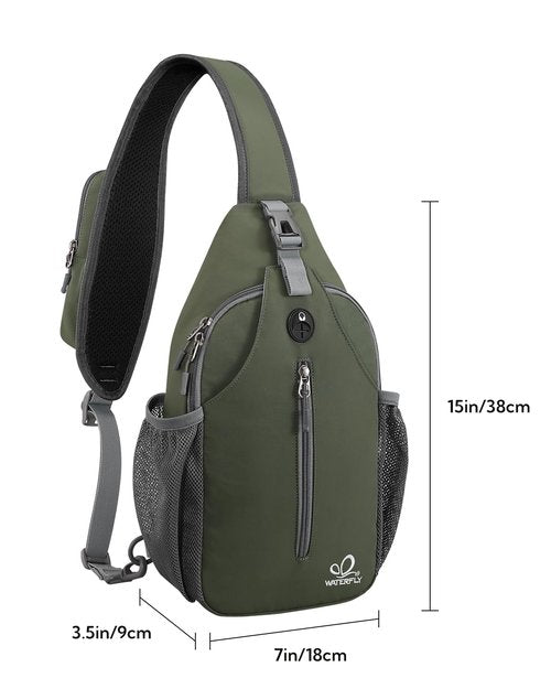 WATERFLY Crossbody Sling Backpack Sling Bag Travel Chest Bag Hiking Daypack