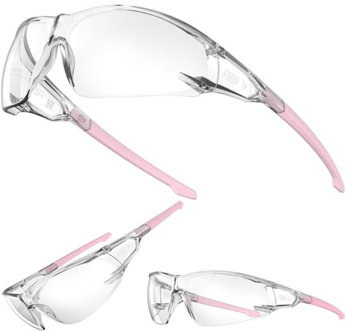 HTS HUNTERSKY S239 Protective Clear pink Small Safety Glasses women youth protecting eyes from wind dust proof night bike riding cycling running lab chemistry goggles
