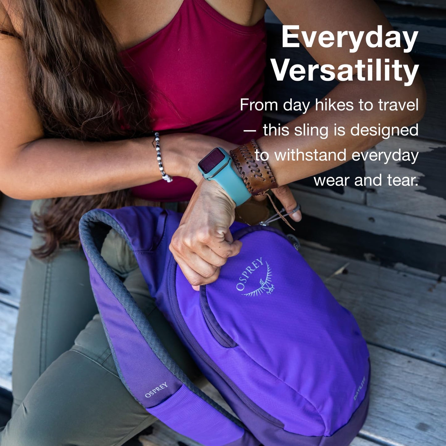 Osprey Daylite Shoulder Sling Bag - Crossbody Backpack for Everyday Carry, Festivals, and Travel, Barley Brown/Multi