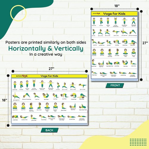 SPORTAXIS Kids Yoga Poster - Unique and Easy Poster to Train Yoga to Kids