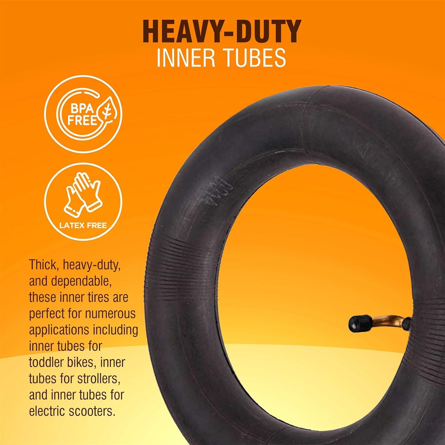 (2-Pack) 10-Inch Replacement Inner Tubes 10" x 1.95/2.125/2.5 - Compatible with Bike Schwinn Trike Roadster/Tricycle/BoB Revolution Motion - Made from BPA/Latex Free Quality Butyl Rubber