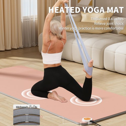 Heating Yoga Mat, Adjustable Temperature Heating Floor Mat, Foot Warmer, Winter Safe Heating Carpet, Suitable for Keeping Warm During Yoga, Pilates, Sports, and Home Office
