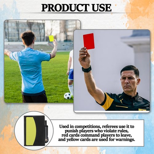 Mabor 2Pcs Soccer Referee Cards, Red and Yellow Warning Cards Set with Record Paper, Pencil and Card Storage Wallet, Soccer Referee Kit for Football Matches, Sports Games