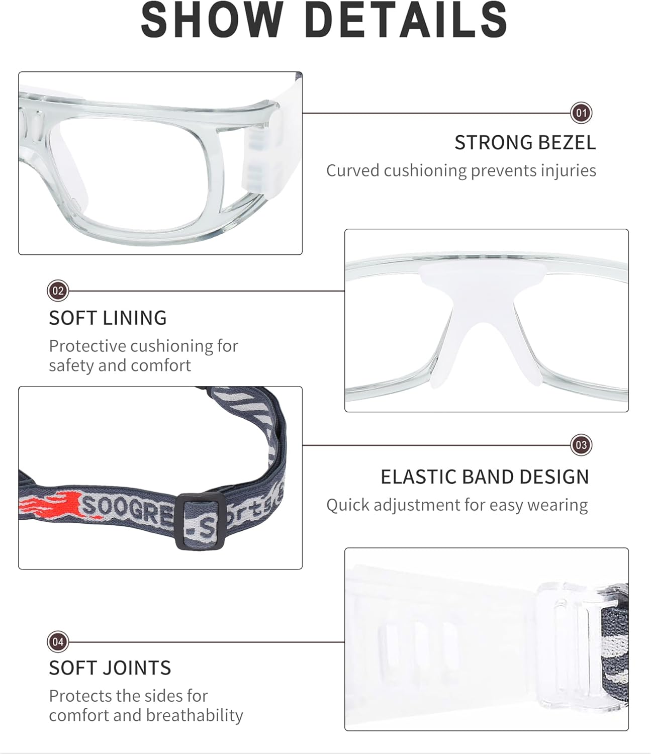 "N/A" Sports Goggles Glasses Men Racquetball Basketball Football Eyewear Protective Glasses Shock Collision Lens Replaceable