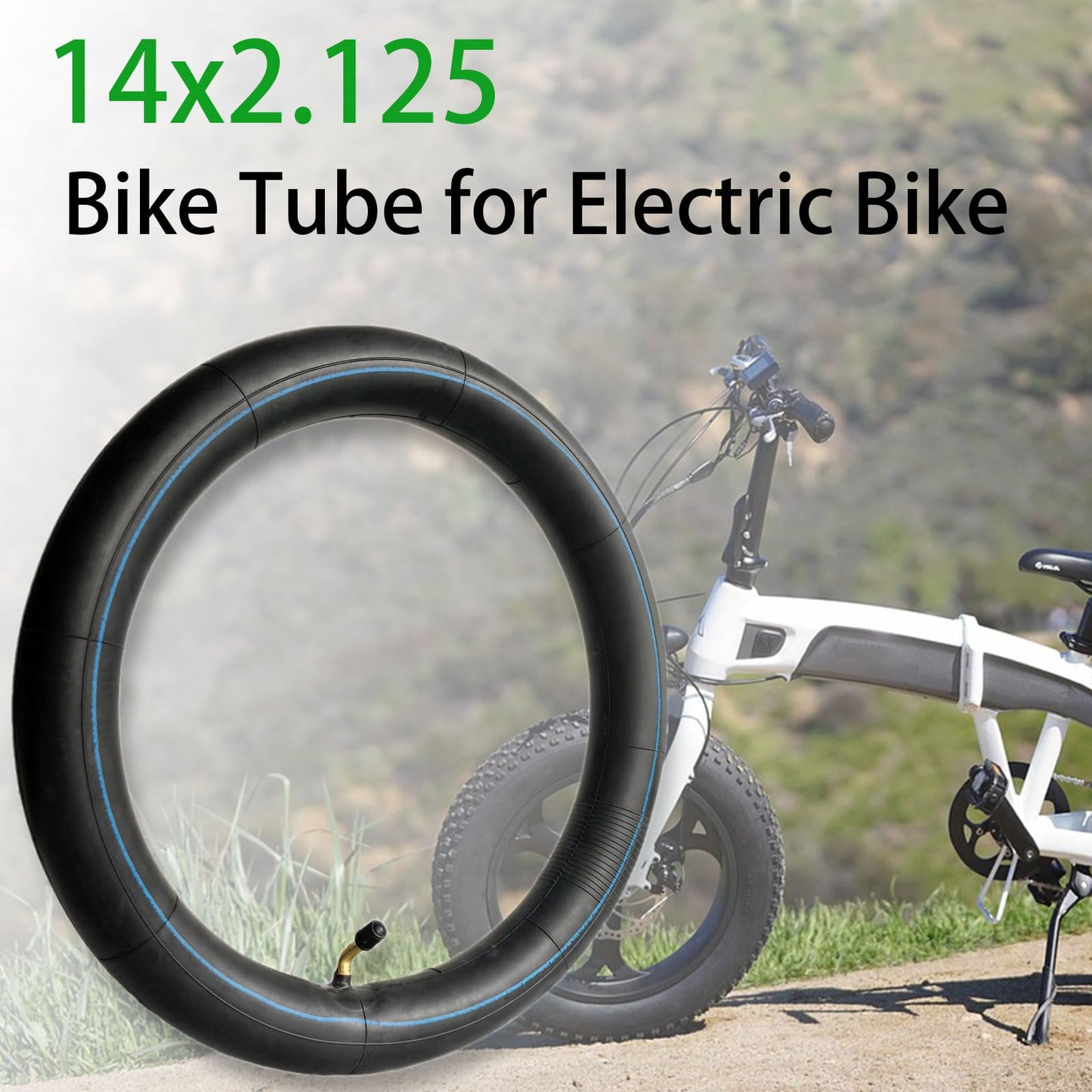 2-Pcs 14x2.125 Inner Tube, 14x2.125 Bike Tube for Electric Bike, 14 Inch Replacement Bicycle Tire Angled Valve Stem for Electric Bike