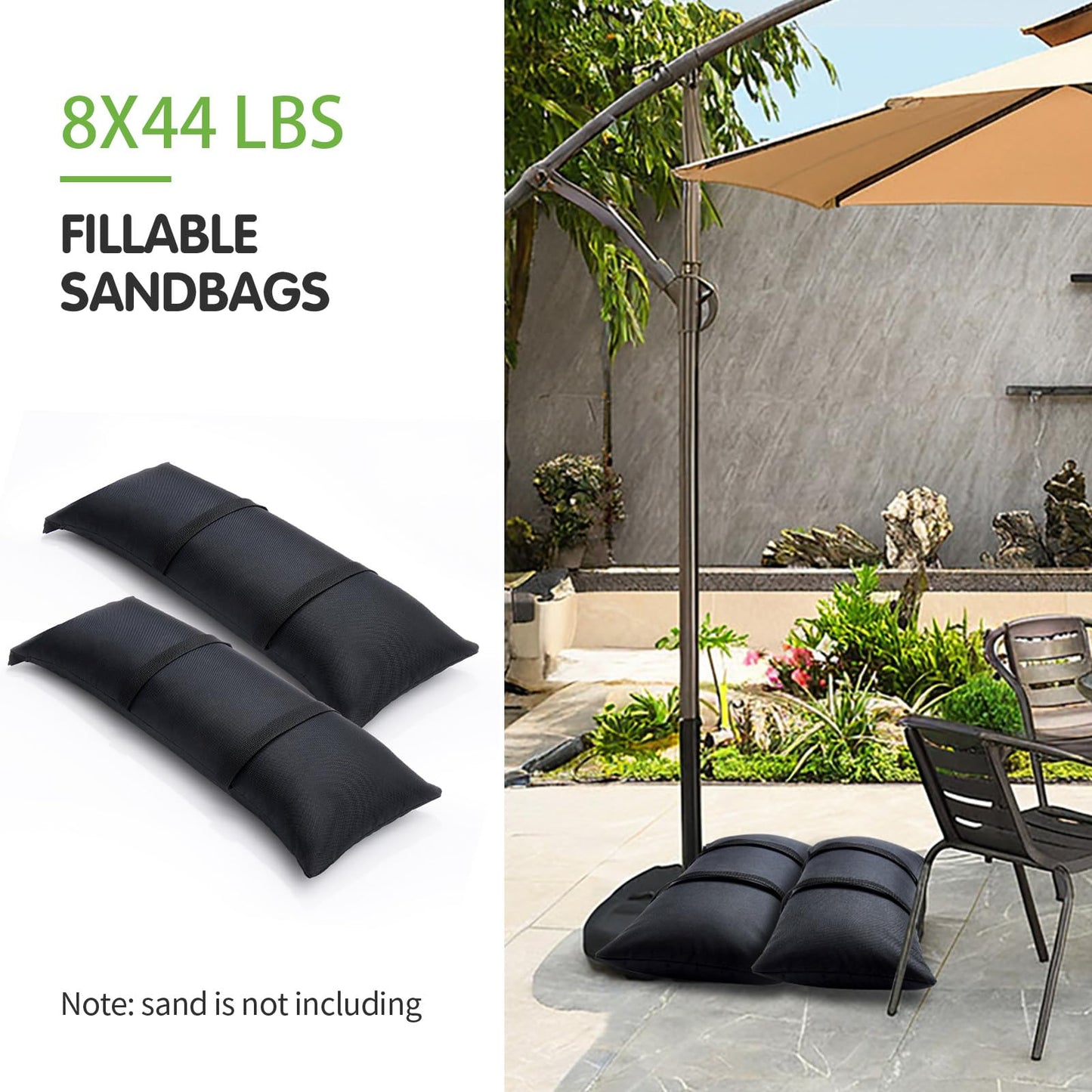 Malomke Sand Bags for Weight, 2 x 44 LBS Fillable Black Empty SandBags