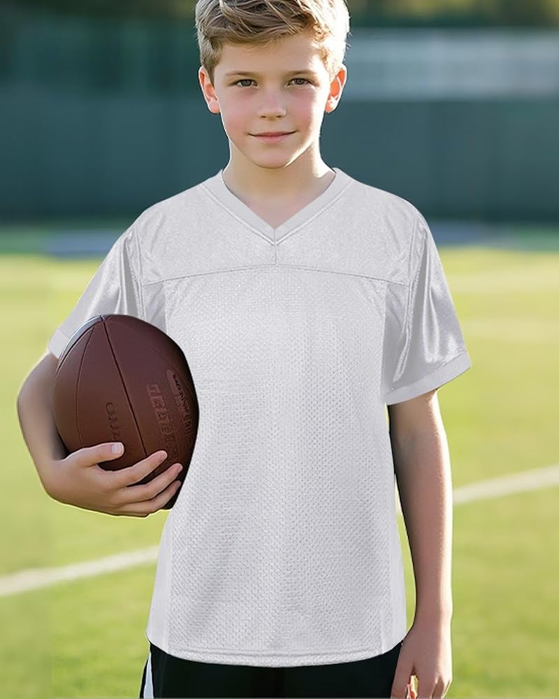 BabyHealthy Youth Football Jersey - White, Medium, Mesh Practice Shirt for Soccer & Hip Hop
