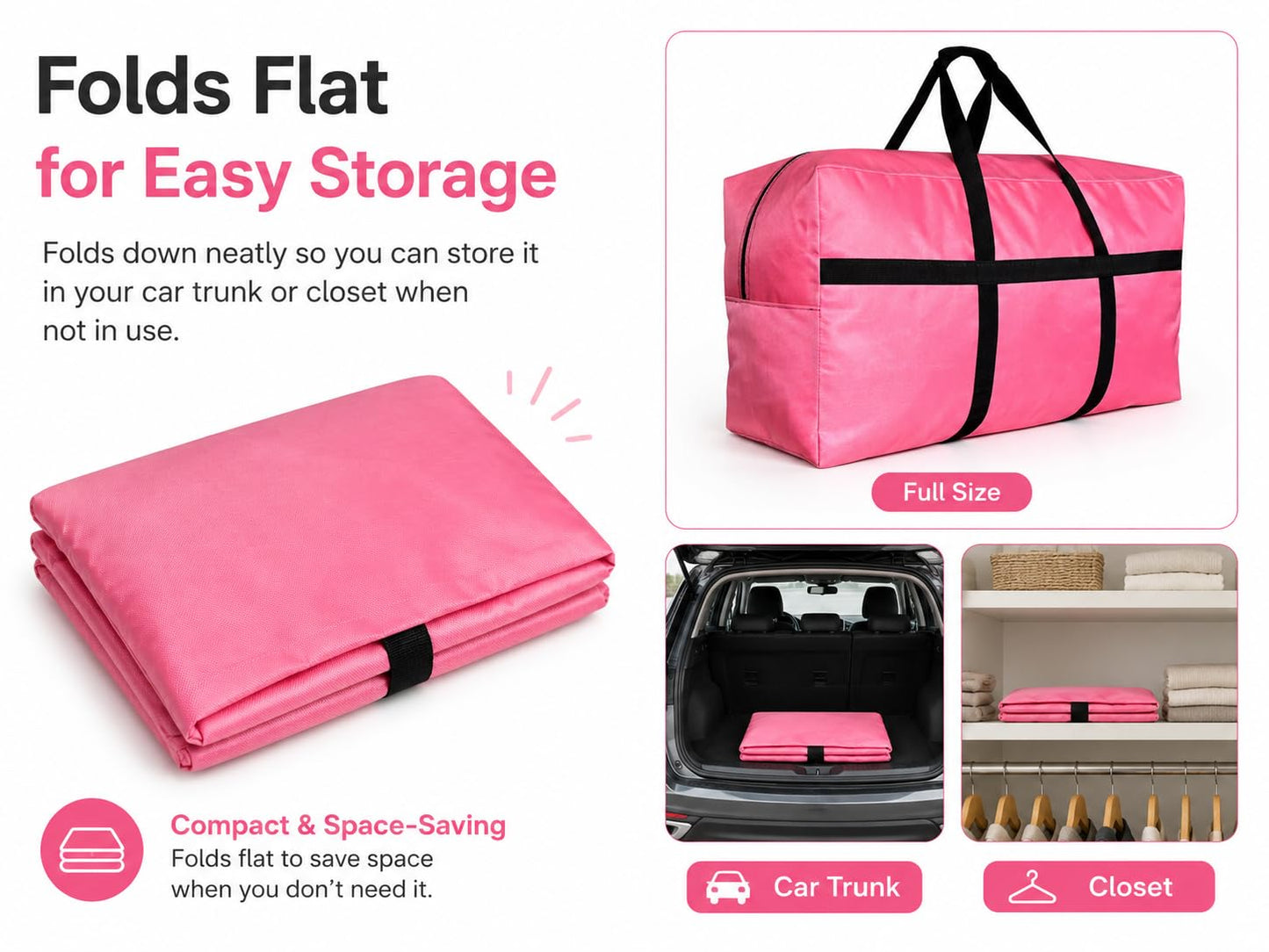 HaoHakka Extra Large Duffle Bag for Travel, Big XL Oversized Foldable Storage Bags with Reinforced Handles & Lockable Zipper - Pink, 100L