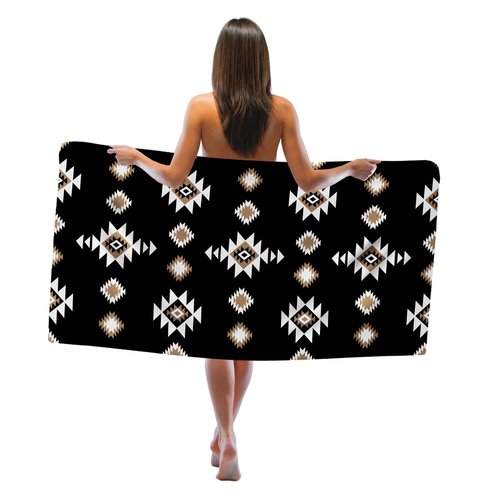 Gnmduw Western Aztec Beach Towel, Black Western Sand Beach Towels Gifts for Men Women Adults, Boho Southwestern Quick Dry Bath Pool Towels for Bathroom Swimming Pool, Aztec Bathroom Decor, 30x60 in