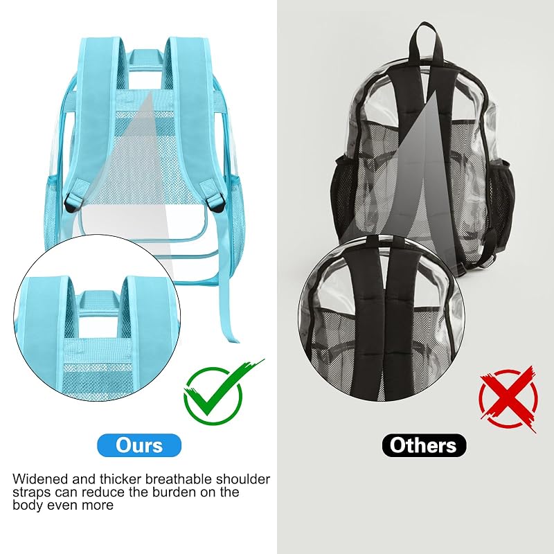 HEEYA Blue Clear Backpack Heavy Duty Transparent Security Stadium Bag