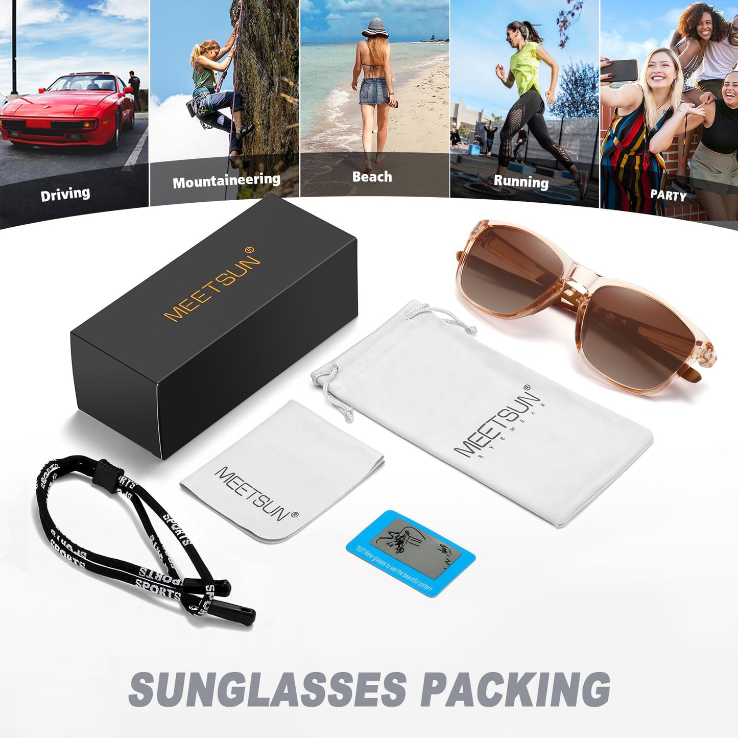 MEETSUN Polarized Sports Sunglasses for Women Men Driving Running Cycling Fishing Sun Glasses UV400 Protection Light Brown Frame-Gradient Brown Lens