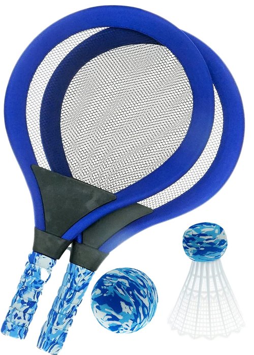 JA-RU Soft Foam Racket Set (1 Set) Badminton, Tennis Racket, & Paddle Ball Toys for Kids, Teens & Adults. Active Indoor & Outdoor Games & Sports Activities. Family Exercise Equipment Set. 5135-1