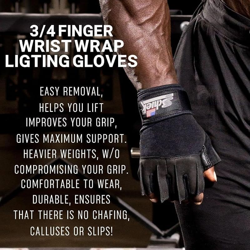 Large Platinum Lifting Gloves with Grip & Wrist Support for Gym Workouts