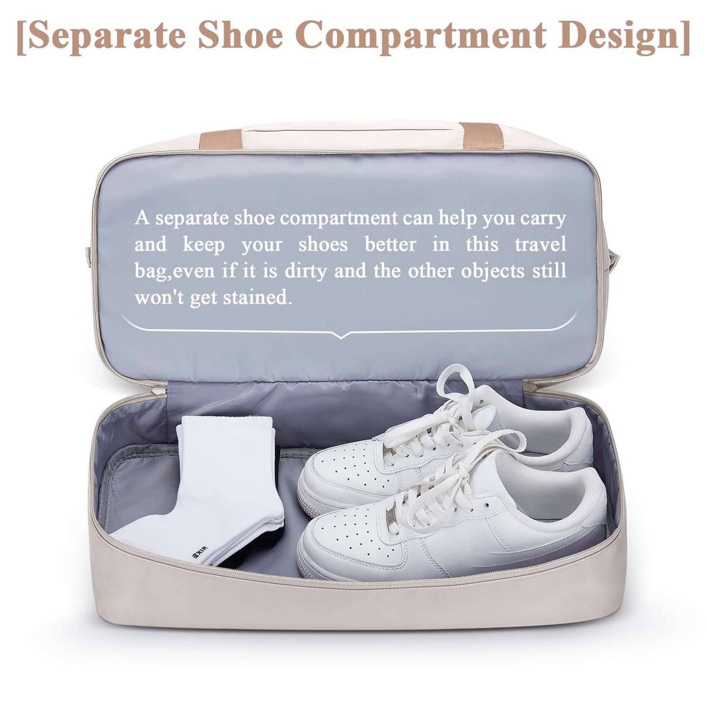 Travel Duffel Bag with Shoes Compartment, Weekender Bags for Women
