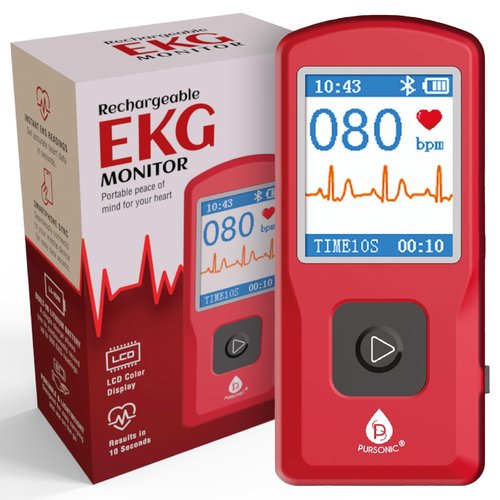 Portable EKG Monitor & Heart Rate Monitor with LCD Screen & Storage - Stand-Alone ECG Device for Tracking Heart Health Anytime, Anywhere, No Subscription Required