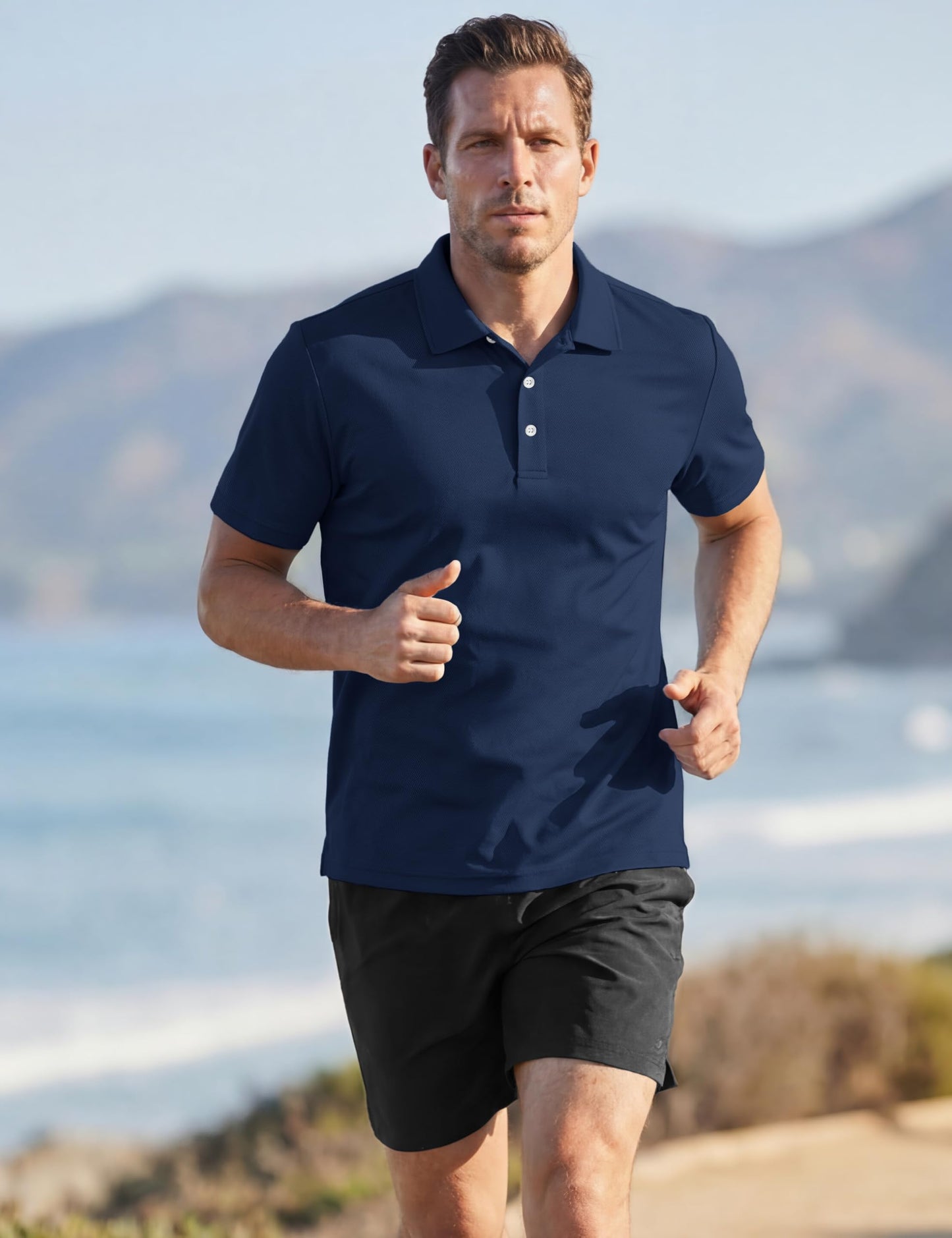 TACVASEN Mens Golf Shirt Dry Fit Mens Polo Shirts Short Sleeve Performance Golf Polos for Men with Collar Work Shirts Navy, S