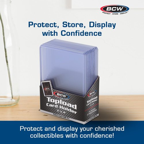 BCW 108 PT. Thick Card Topload Holder - Pack of 1 | Durable Rigid PVC Toploader | Toploaders for Memorabilia, Jersey, Patch, and Relic Cards