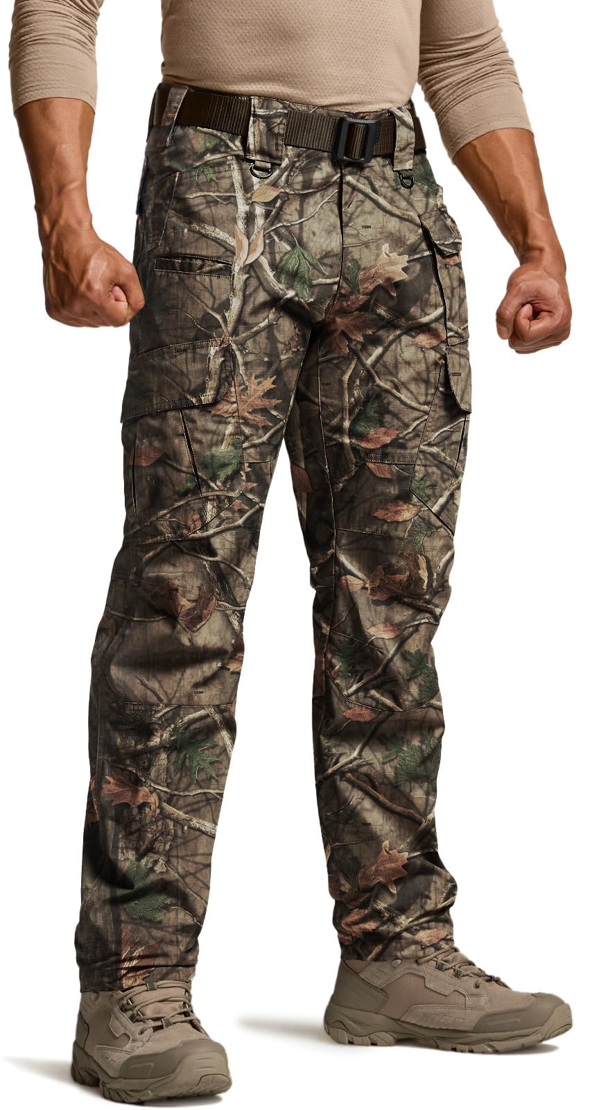 CQR Men's Tactical Pants, Water Resistant Ripstop Cargo Pants, Lightweight EDC Work Hiking Pants, Outdoor Apparel, Duratex Mag Pocket Print Hunting Camo, 38W x 30L