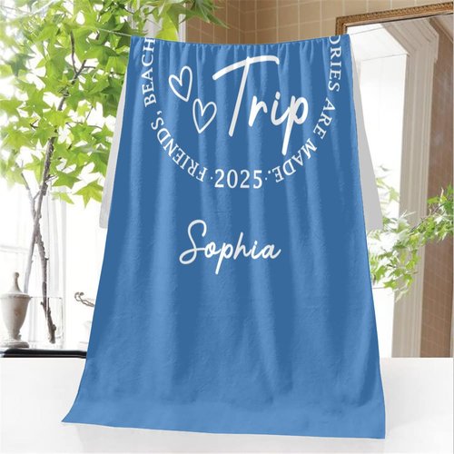 MyBienart Girls Trip Beach Towel 2025, Personzlized Beach Towels with Name for Kids Adults, Custom Girls Beach Trip Friendship Weekend Matching Gift for Women Friends Besties