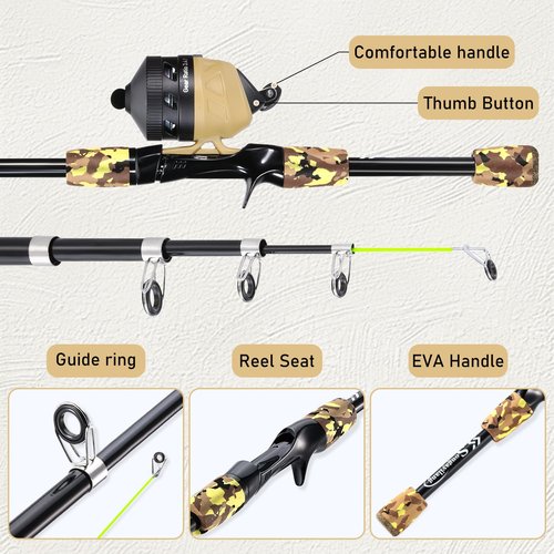 Sougayilang 2 Packs Kids Fishing Rod and Reel Combo,Light Weight Fishing Pole with Spincast Fishing Reel Tackle Bag Lures for Youth,Girls and Boys Good Starter Fishing Kit