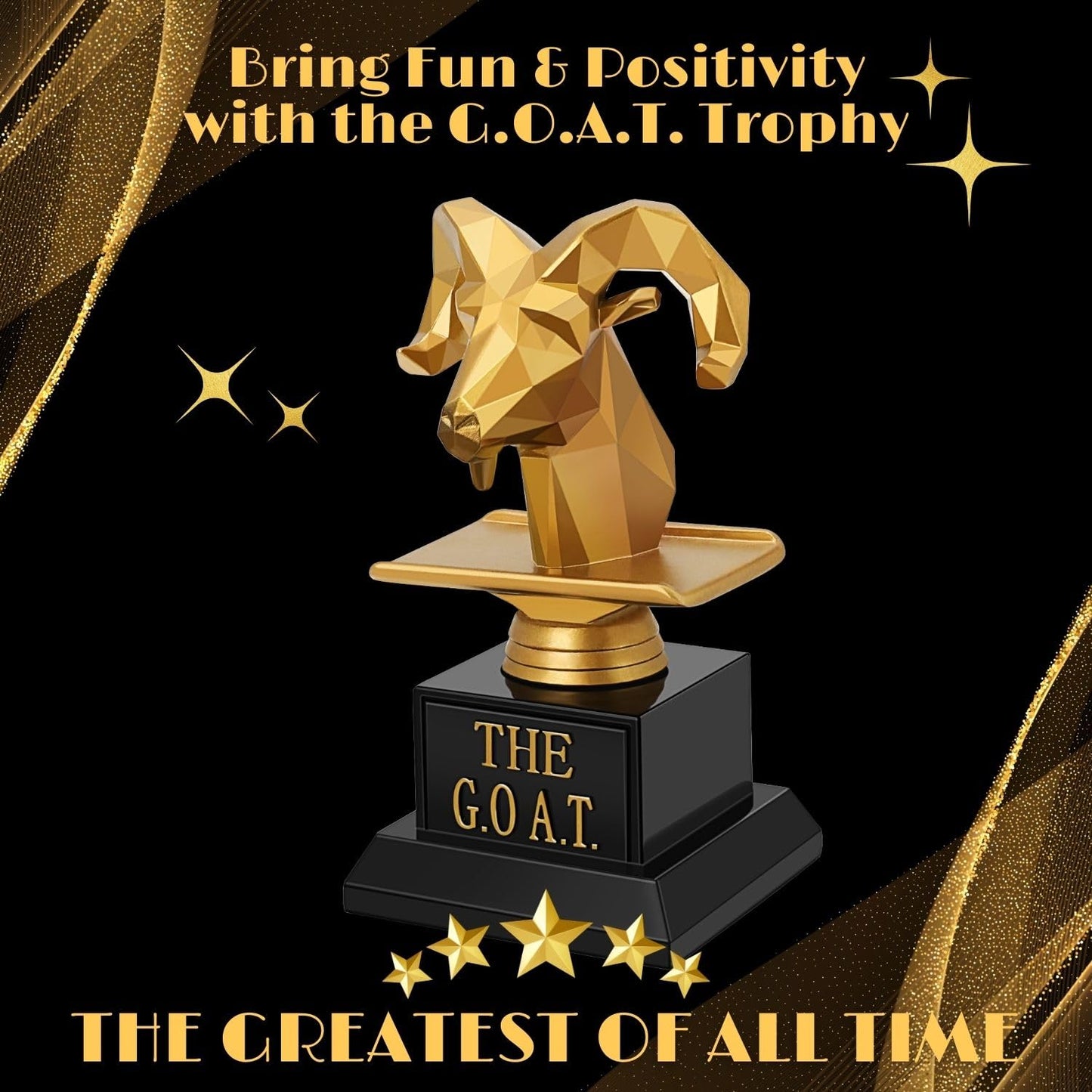 Flexzion The Goat Trophy Award - Greatest of All Time Funny Trophy for Adults, Engraved Plate with Head Goat Statue, Unique Recognition Gift Plaque for Sports, Employee, Teacher, Boss, Friend, & More