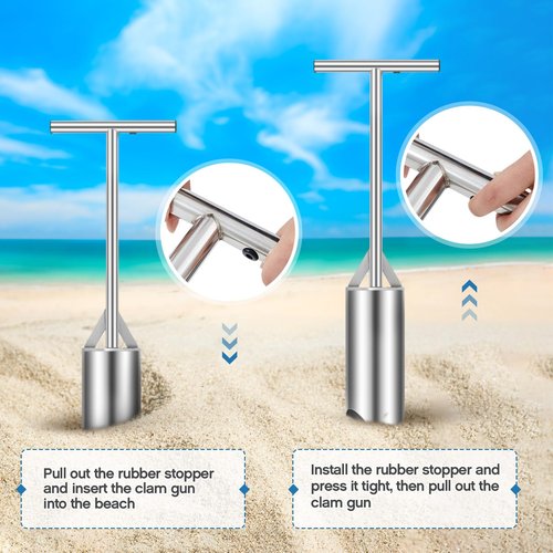 Blulu Upgrade Clam Gun 36 Inch Stainless Steel for Clamming with Vent Pipe and Valve Labor-Saving Clam Hunting Recreational Tool for Digging, Razor, Weevils and Mussels on The Beach