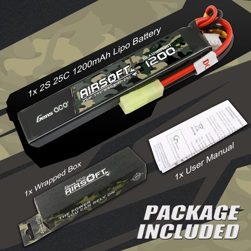 Gens ace 25C 1200mAh 2S1P 7.4V Airsoft Battery with TMY Plug