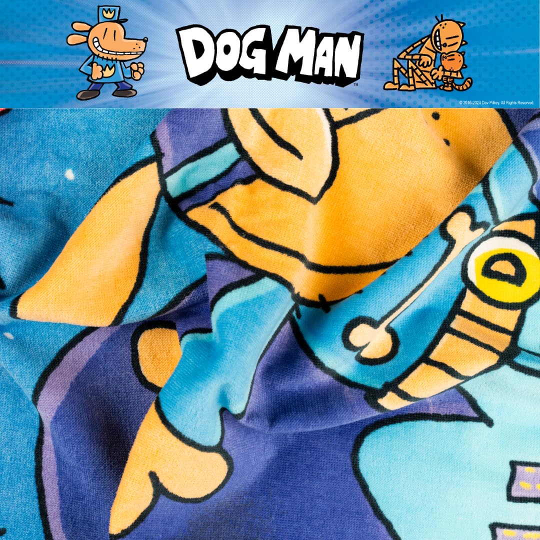 Dog Man Supa Cop & Petey Book Kids Super Soft Cotton Bath/Pool/Beach Towel, 58 in x 28 in, (Offically Licensed Product) By Franco