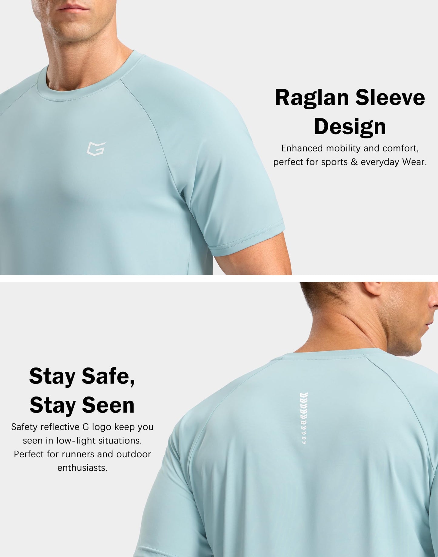 G Gradual Men's Athletic Workout T-Shirts Moisture Wicking Cooling Running Shirts Short Sleeve Performance Tee for Gym Tennis(Light Blue,M)