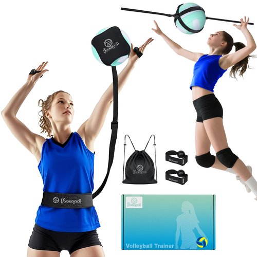 focopot Volleyball Training Equipment Aid,Solo Serve & Spike Trainer to Practice Block,Hit, Set and Pass,Volleyball Practice Equipment Gifts for Beginners & Pro