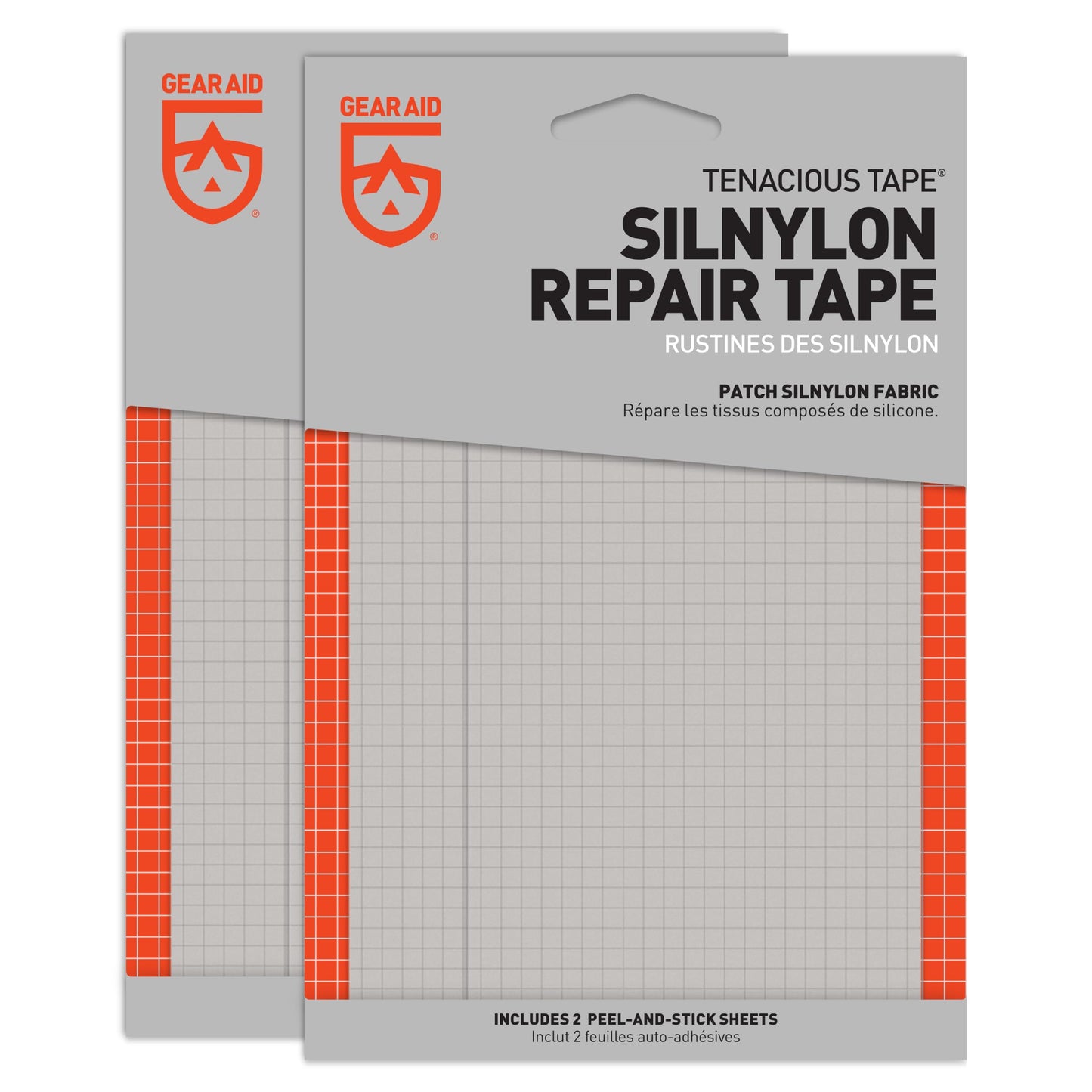 GEAR AID Tenacious Tape Silnylon Patches for Silicone Tent and Tarp Repair, 2-pk, 3”x5”