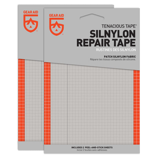 GEAR AID Tenacious Tape Silnylon Patches for Silicone Tent and Tarp Repair, 2-pk, 3”x5”