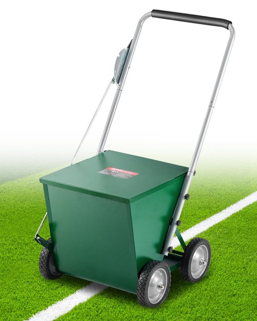VEVOR 65 lbs Dry Line Chalker with Heavy-Duty Metal Wheels, Adjustable 2 or 4 Inch Dry Line Marker Machine for Baseball & Softball, Wheeled with Rubber Handle, Large Powder Capacity, Green